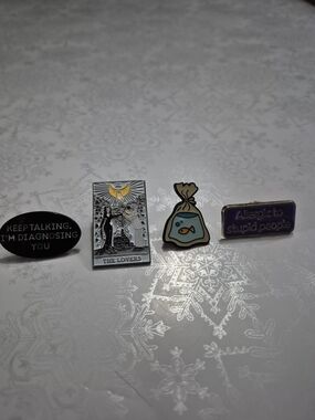 Ardene 4 Enamel Pin Set  - Black, Silver, Gold, Blue, Purple